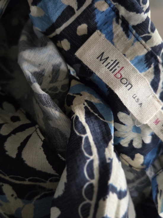 Millibon Blue Ikat Surplice Wide-Leg Jumpsuit - Picture 5 of 5